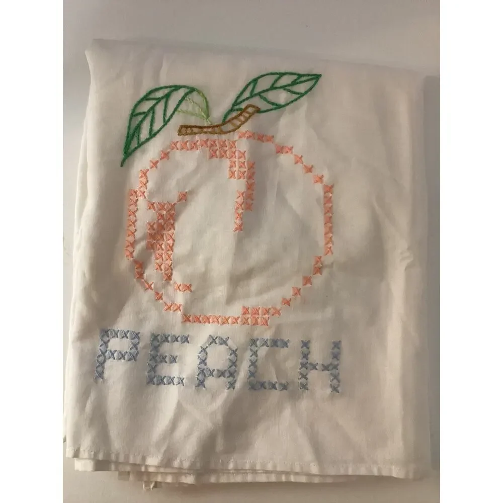 5 Hand Stitched Fruit Themed Dish Towels